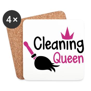 cleaning queen with a broom and a royal crown - Coasters (set of 4) - white - Front