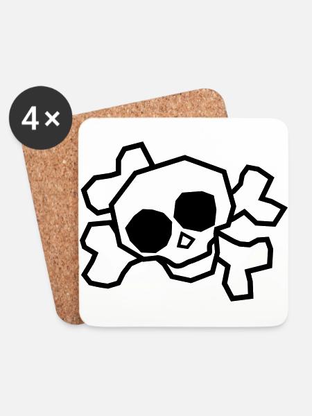 skull Schädel Totenkopf - Untersetzer (4er-Set) - Weiß