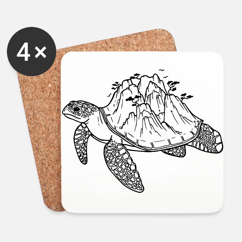 TURTLE ISLAND - Untersetzer (4er-Set) - Weiß