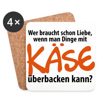Liebe Käse backen Grill Ofen Herd Küche Toast Amor - Untersetzer (4er-Set) - Weiß - Vorne