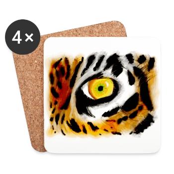 Oeil de tigre d'un tigre adulte - Dessous de verre (lot de 4) - blanc - Devant