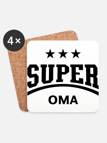 Super Oma - Untersetzer (4er-Set) - Weiß