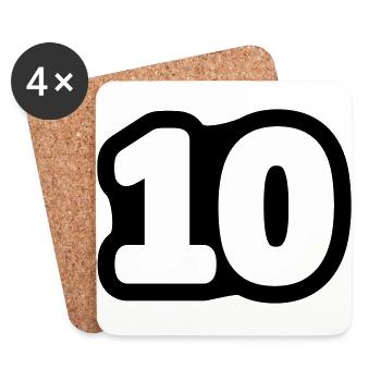 10 / / Ten / / Tenth / / Birthday / / Anniversary - Coasters (set of 4) - white - Front