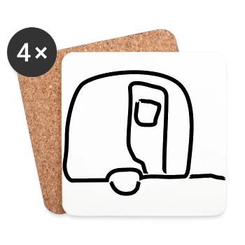 Wohnwagen Umriss 1 - Untersetzer (4er-Set) - Weiß - Vorne