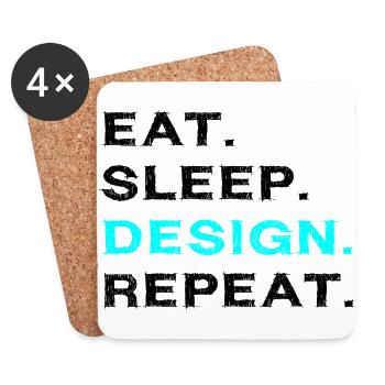 Eat Sleep Design Wiederholen Sie Funny Graphic Designer - Untersetzer (4er-Set) - Weiß - Vorne