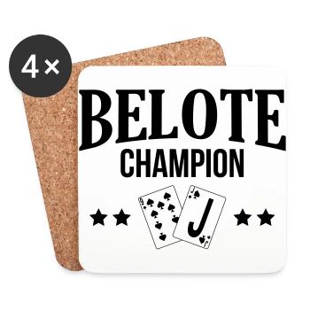 Jeu de cartes / Tarot / Belote / Rami / Poker - Dessous de verre (lot de 4) - blanc - Devant