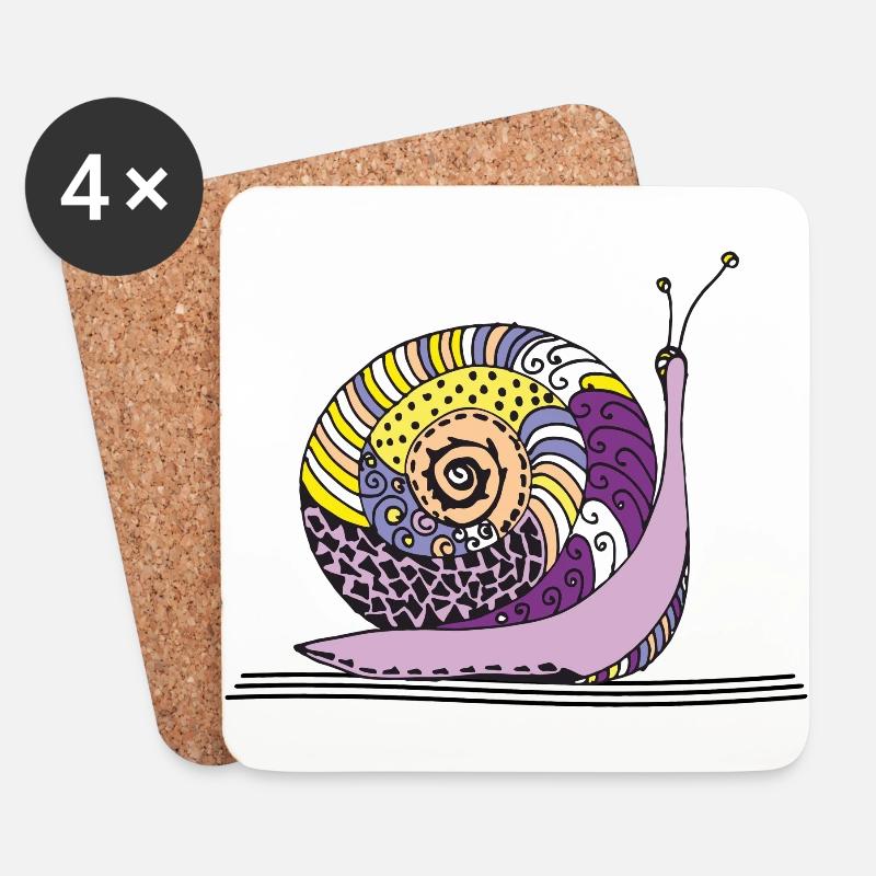 Schnecke - Untersetzer (4er-Set) - Weiß
