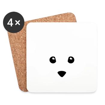 enfant - bébé - animal de bande dessinée - Fox - - - Dessous de verre (lot de 4) - blanc - Devant