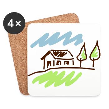 maison de campagne c1 - Dessous de verre (lot de 4) - blanc - Devant