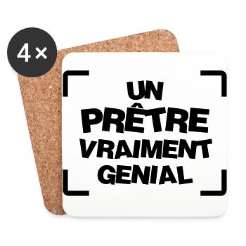 Prêtre / Pretre / Curé / Catho / Catholique - Dessous de verre (lot de 4) - blanc - Devant