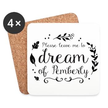 S'il vous plaît, laissez-moi rêver de Pemberley (M. Darcy) - Dessous de verre (lot de 4) - blanc - Devant