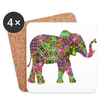 éléphant - Dessous de verre (lot de 4) - blanc - Devant