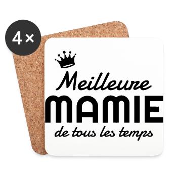 Mamie / Mamy / Grand Mère / Famille / Mémé - Dessous de verre (lot de 4) - blanc - Devant