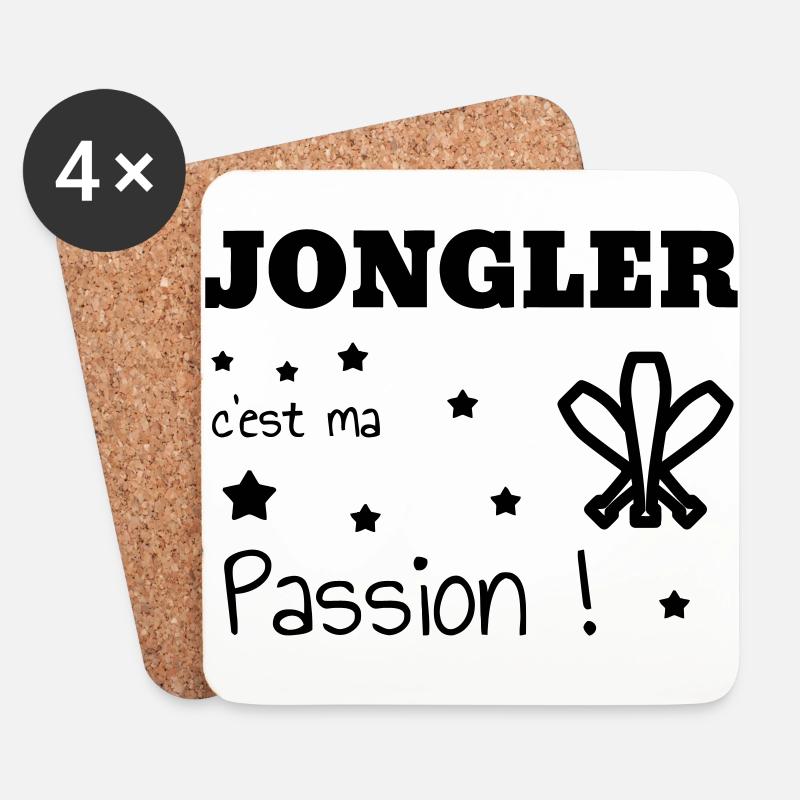 Jongleur / Jonglieren / Jongleurin / Zirkus - Untersetzer (4er-Set) - Weiß