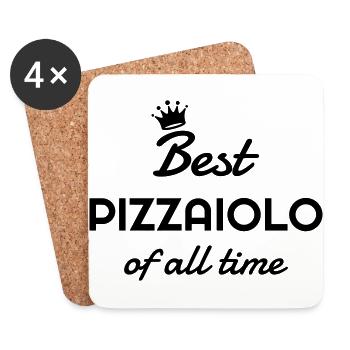 pizza / pizzaiolo / chef / italie / pizzaiola - Dessous de verre (lot de 4) - blanc - Devant