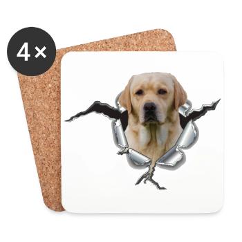 Labrador Gelb im Metall-Loch - Untersetzer (4er-Set) - Weiß - Vorne