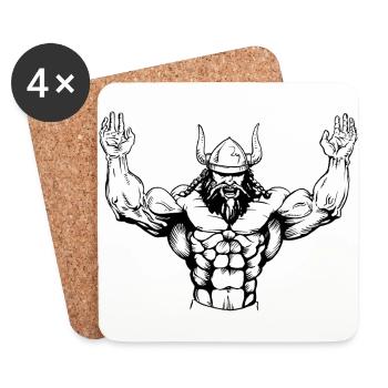 Salle de musculation Vikings Viking Bodybuilder - Dessous de verre (lot de 4) - blanc - Devant