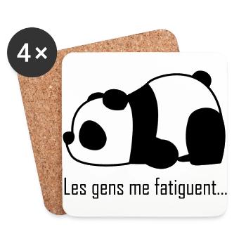 les gens me fatiguent idée cadeau humour panda - Dessous de verre (lot de 4) - blanc - Devant
