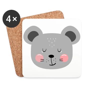 Süße graue Maus Kinder Design - Untersetzer (4er-Set) - Weiß - Vorne
