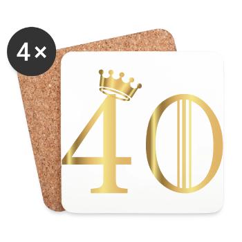 40 ans - Dessous de verre (lot de 4) - blanc - Devant