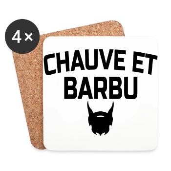 Chauve et barbu - Dessous de verre (lot de 4) - blanc - Devant