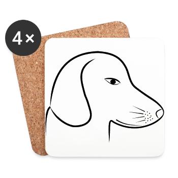 tête de teckel mignon - Dessous de verre (lot de 4) - blanc - Devant