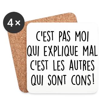 c'est pas moi qui explique mal - Dessous de verre (lot de 4) - blanc - Devant