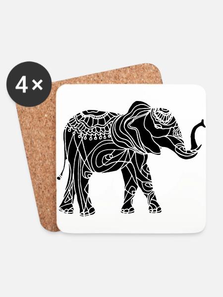 Elefant - Untersetzer (4er-Set) - Weiß