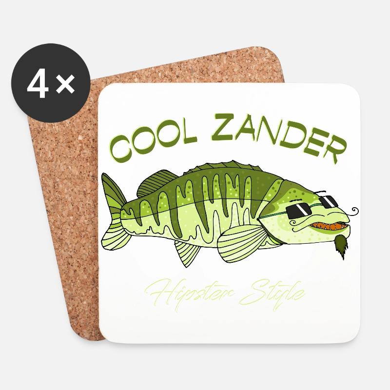 Cooler Zander T Shirt - Untersetzer (4er-Set) - Weiß