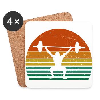 Bodybuilding vintage sunset - Coasters (set of 4) - white - Front