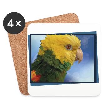 The yellow-headed parrot - Coasters (set of 4) - white - Front