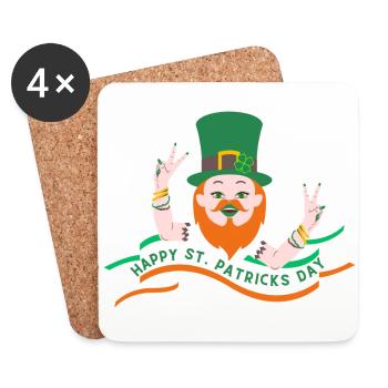 St. Patrick's Day Irish Clover Goblin Holiday - Coasters (set of 4) - white - Front