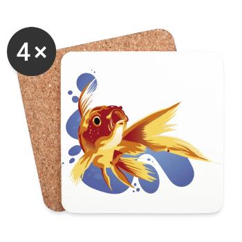 Fish Fish Aquarium Fins Pond Garden Fin - Coasters (set of 4) - white - Front
