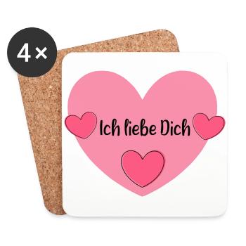 Valentinstag, Valentinstag, Valentinstag - Untersetzer (4er-Set) - Weiß - Vorne