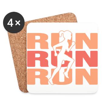 Running Runing-Girl Running Shoes Marathon - Coasters (set of 4) - white - Front