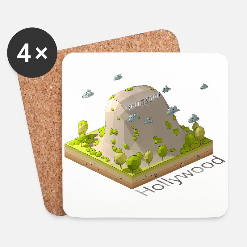 Geometrisches Low-Poly-Hollywood-Zeichen - Untersetzer (4er-Set) - Weiß