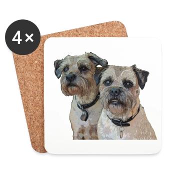 Two Border Terriers - Coasters (set of 4) - white - Front