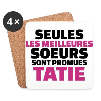 seules les meilleures soeurs sont promues tatie - Dessous de verre (lot de 4) - blanc - Devant