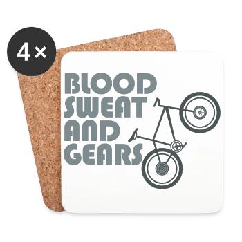 Bike - blood sweat & gears - Coasters (set of 4) - white - Front