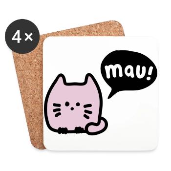 Katze mauzt 3 - Untersetzer (4er-Set) - Weiß - Vorne