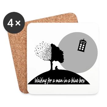 WAITING FOR A MAN IN A BLUE BOX - Coasters (set of 4) - white - Front