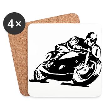Moto classique vélo001 - Dessous de verre (lot de 4) - blanc - Devant