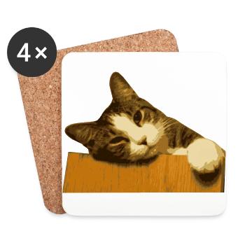 CAT COLLECTION 2017 - Dessous de verre (lot de 4) - blanc - Devant