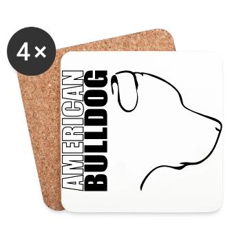 AMERICAN BULLDOG PROFILE - Coasters (set of 4) - white - Front