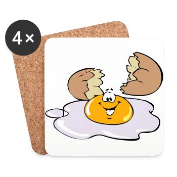 Happy egg - Coasters (set of 4) - white - Front