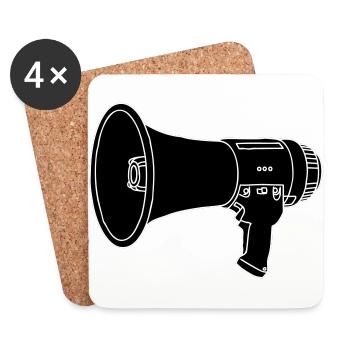 Bullhorn / megaphone 2 - Coasters (set of 4) - white - Front