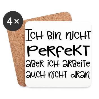Nicht perfekt - macht nix! - Untersetzer (4er-Set) - Weiß - Vorne