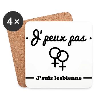 J'peux pas j'suis lesbienne - Dessous de verre (lot de 4) - blanc - Devant