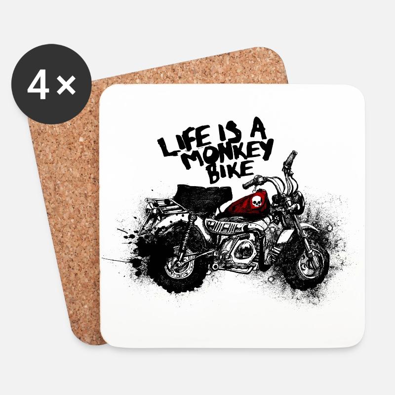 Monkey Bike - Untersetzer (4er-Set) - Weiß