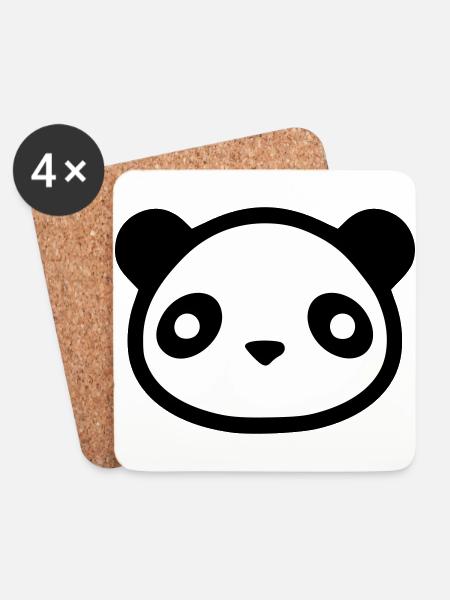Panda - Untersetzer (4er-Set) - Weiß